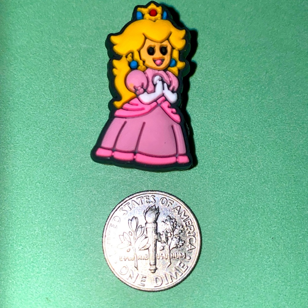 (10 for $15) Princess Peach Super Mario Bros Nintendo Crocs Shoe Charms
